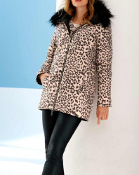Obojstranná páperová bunda Ashley Brooke, leopardia-čierna