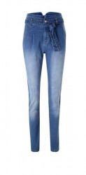 Paperbag džínsy s vysokým pásom Linea Tesini, modré #1
