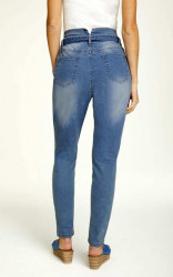 Paperbag džínsy s vysokým pásom Linea Tesini, modré #3