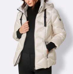 Páperová prešívaná bunda s kapucňou Création L Premium, krémová #2
