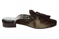 Papuče z jemného zamatu a strapcami, hnedo-šedá #2