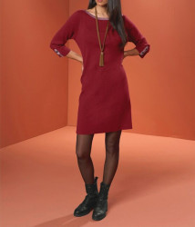 Pletené šaty s ozdobným lemovaním Rick Cardona, tmavo červené