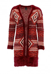 Pletený dlhý sveter, bordovo-červený #1