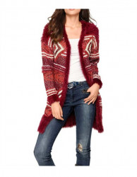 Pletený dlhý sveter, bordovo-červený #2