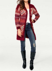 Pletený dlhý sveter, bordovo-červený #3
