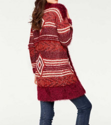 Pletený dlhý sveter, bordovo-červený #4