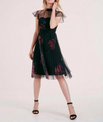 Plisované šaty Ashley Brooke, čierno-bordová #1
