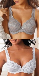 Podprsenka s kosticami 2 kusy Petite Fleur, sivá + biela