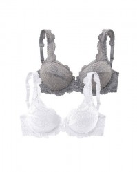 Podprsenka s kosticami 2 kusy Petite Fleur, sivá + biela #1