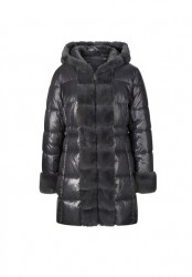 Prešívaná bunda s lemom z umelej kožušiny MANISA by Creation L, antracitová #1