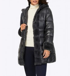 Prešívaná bunda s lemom z umelej kožušiny MANISA by Creation L, antracitová #2