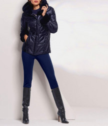 Prešívaná bunda s umelou kožušinou Ashley Brooke, modrá #4