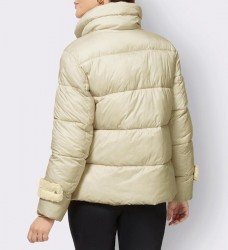 Prešívaná bunda s umelou kožušinou Isabell Schmitt Collection, piesková #3