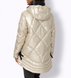 Prešívaná bunda so stojačikom a kapucňou HEINE, metalická farba #3