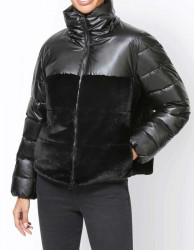 Prešívaná bunda z umelej kožušiny Rick Cardona, čierna #2