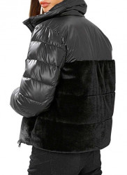 Prešívaná bunda z umelej kožušiny Rick Cardona, čierna #4