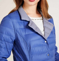 Prešívaná obojstranná páperová bunda Ashley Brooke, modro-biela #4