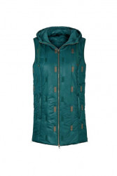 Prešívaná vesta s kapucňou Création L, petrolejová farba #1