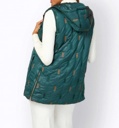 Prešívaná vesta s kapucňou Création L, petrolejová farba #3
