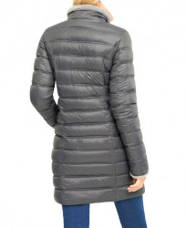 Prešívaný kabát s imitáciou kožušiny Linea Tesini, antracit #3