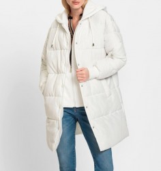 Prešívaný kabát s kapucňou HEINE, biely