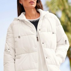 Prešívaný kabát s kapucňou HEINE, biely #5