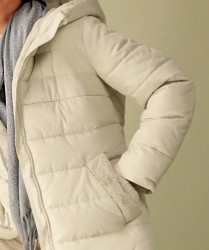 Prešívaný kabát s podšívkou z umelej kožušiny HEINE, krémový #4