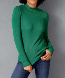 Prima bavlnený pulóver s rebrovaným vzorom Création L Premium, zelený