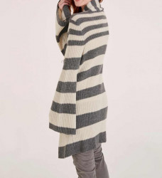 Pruhovaný dlhý sveter Heine, šedá-sivobiela #3