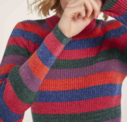 Pruhovaný pletený pulóver s lesklou priadzou Heine, farebný #4