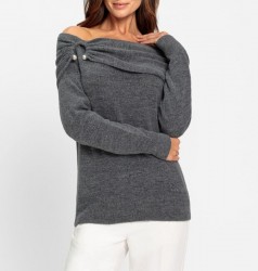 Pulóver Carmen s ozdobnými perlami HEINE, sivá-melanž