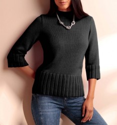 Pulóver s 3/4 rukávom a stojačikom HEINE, čierna