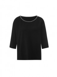 Pulóver s netopierím rukávom a ozdobnými korálkami Création L, čierny #1