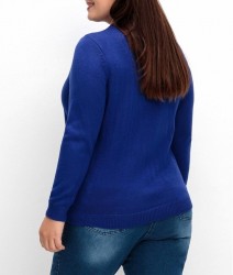 Pulóver s výstrihom do V Sheego, kráľovská modrá #3