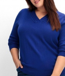 Pulóver s výstrihom do V Sheego, kráľovská modrá #5