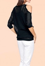 Pulóver so sieťovaným vzorom a výrezmi Cut-Outs Heine, modrá #3