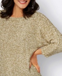 Pulóver zo stužkovej priadze Création L, béžovo-krémový #5