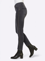Push-up džínsy s ozdobným pruhom Linea Tesini, šedé #4