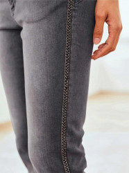 Push-up džínsy s ozdobným pruhom Linea Tesini, šedé #5