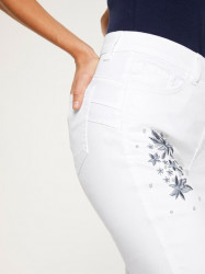 Push-up džínsy s výšivkou Linea Tesini, biele #3