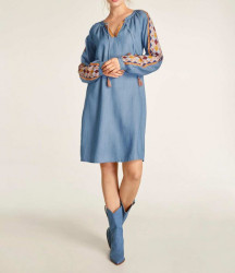 Rifľové šaty s výšivkou Heine, svetlo-modrá #4