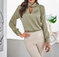 Saténová blúzka s Cut-Outs výrezmi Ashley Brooke, khaki