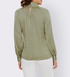 Saténová blúzka s Cut-Outs výrezmi Ashley Brooke, khaki #3