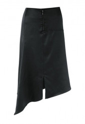 Saténová sukňa s asymetrickým lemom Heine, čierna #1
