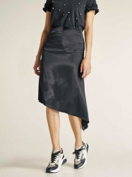 Saténová sukňa s asymetrickým lemom Heine, čierna #2