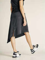 Saténová sukňa s asymetrickým lemom Heine, čierna #3