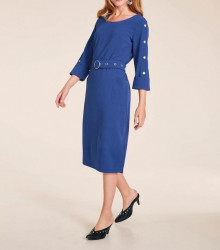 Šaty s ozdobnými gombíkmi Ashley Brooke, modrá #1