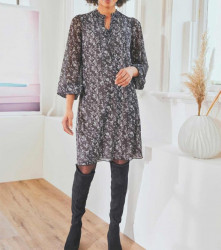 Šaty v sieťovanej kvalite s potlačou Linea Tesini, šedé