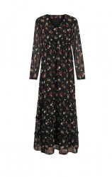 Šifónové maxi šaty s kvetinovou potlačou Linea Tesini, čierno-farebné #1