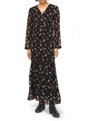 Šifónové maxi šaty s kvetinovou potlačou Linea Tesini, čierno-farebné #2